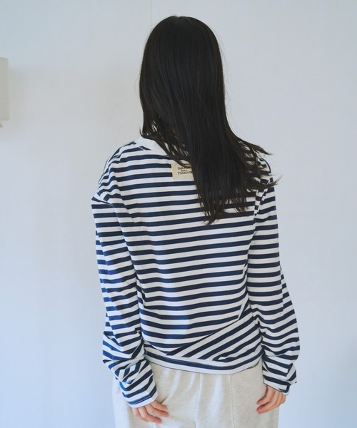 【common gull products】 青虫ボーダーT25fw ネイビーS common gull products. tシャツ 青虫ボーダーT レディース メンズ