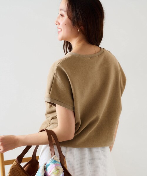トレーナー スウェット ヘビー裏毛フレンチスリーブトップス レディース DOUBLE STANDARD CLOTHING トレーナー スウェット ヘビー裏毛