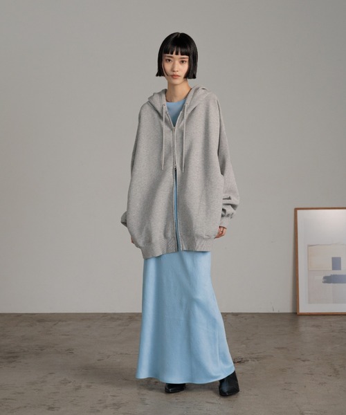 ローリーズファーム BIGZIPフーディ (グレー) LOWRYS FARM（ローリーズファーム） パーカー BIGZIPフーディ