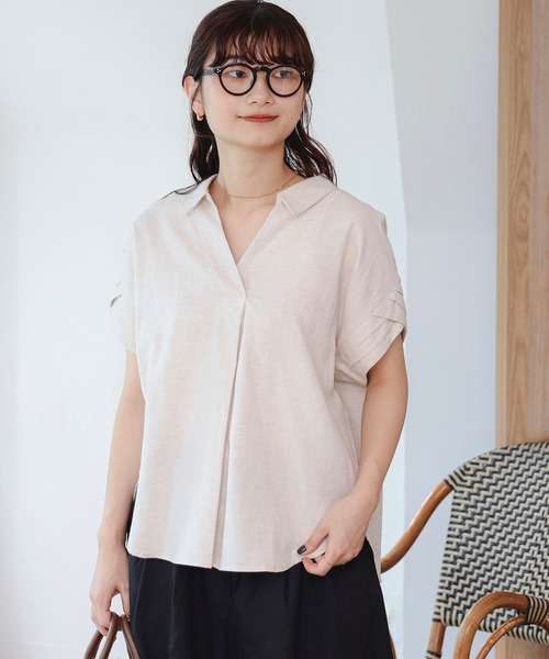 ブラウス シャツ 袖デザイン スキッパー シャツ レディース