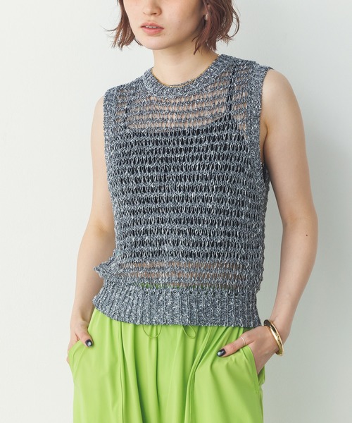 hunch ベスト ジレ 透かし編み ゆるニットタンクトップ