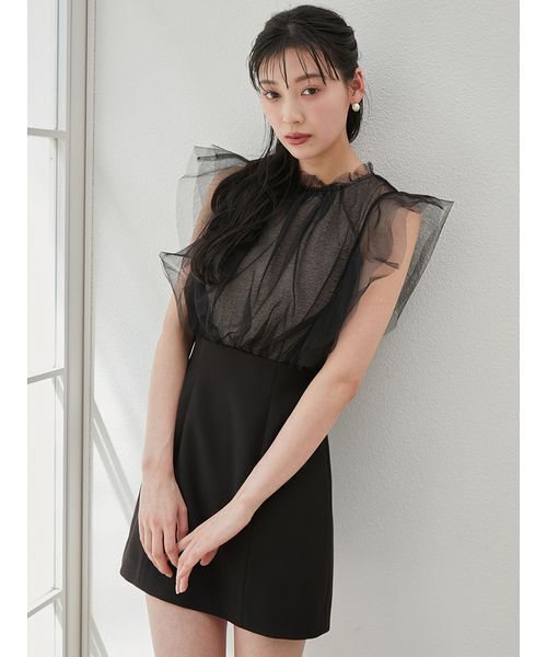 【新品】snidel♡シアードッキングワンピース スナイデル SNIDEL シアードッキングミニワンピース （BLK