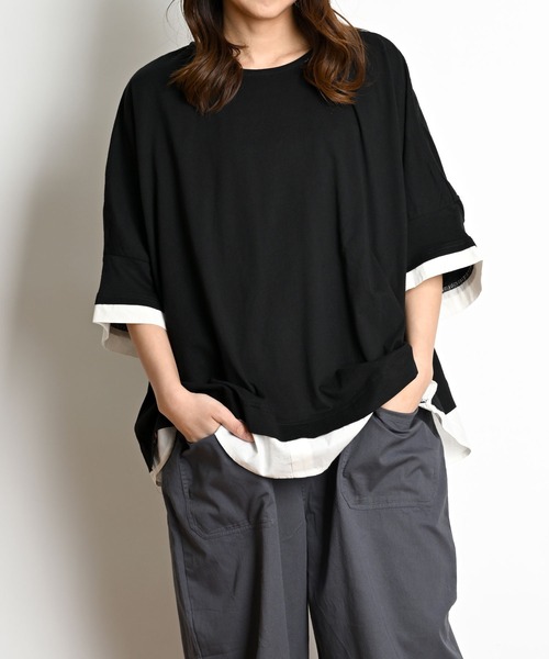 tシャツ 異素材レイヤード オーバーサイズTシャツ レディース メンズ
