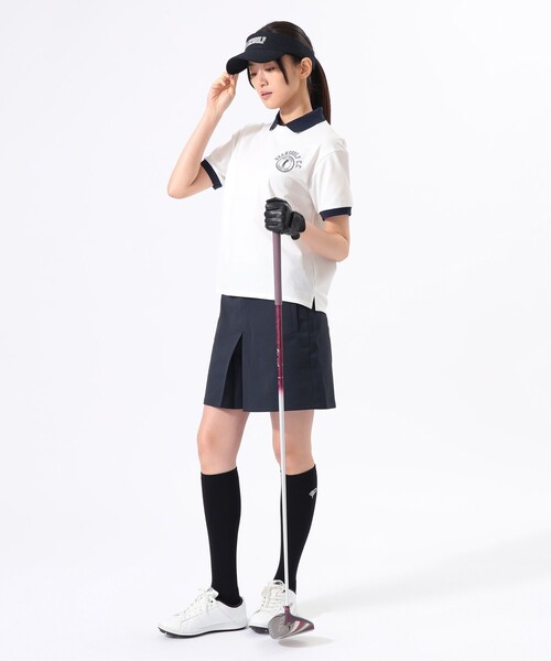 BEAMS GOLF サッカーラップ　キュロット　ネイビー ゴルフスカート BEAMS GOLF】動きやすいうえに可愛さ120％なスカート見え