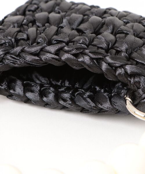 ハンドバッグ カラービーズハンドル×チェーン紐編みミニバッグ