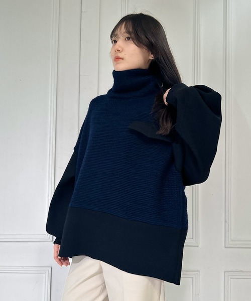 AVIE（アビィ） ニット セーター インポートニットリブハイネックプル