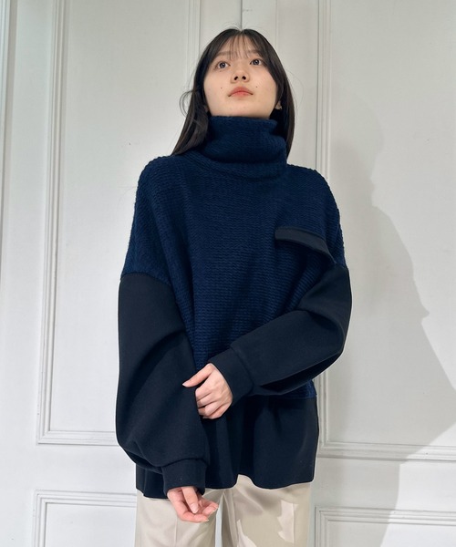 AVIE（アビィ） ニット セーター インポートニットリブハイネックプル