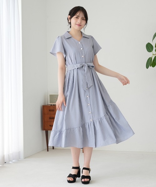【TORY BURCH】 シャツワンピース ストライプ ノースリーブ size6 TORY BURCH】 シャツワンピース ストライプ ノースリーブ size6