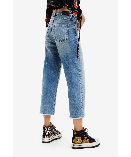 「Desigual」 ダメージ加工デニムパンツ 34 ブルー レディース