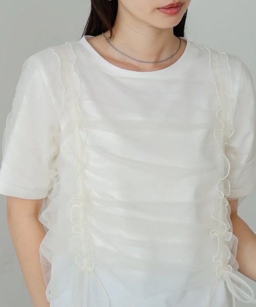 BAB tシャツ チュールギャザーTシャツ レディース : ZOZOTOWN
