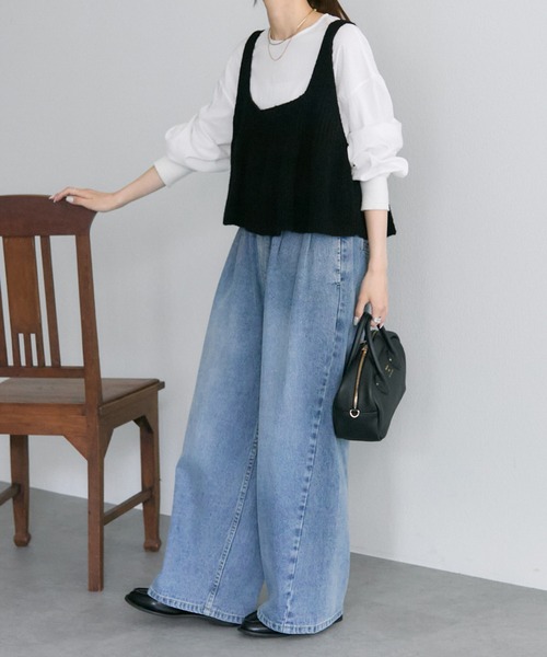 pual ce cin ベスト ジレ リブ×畦ニットビスチェ レディース