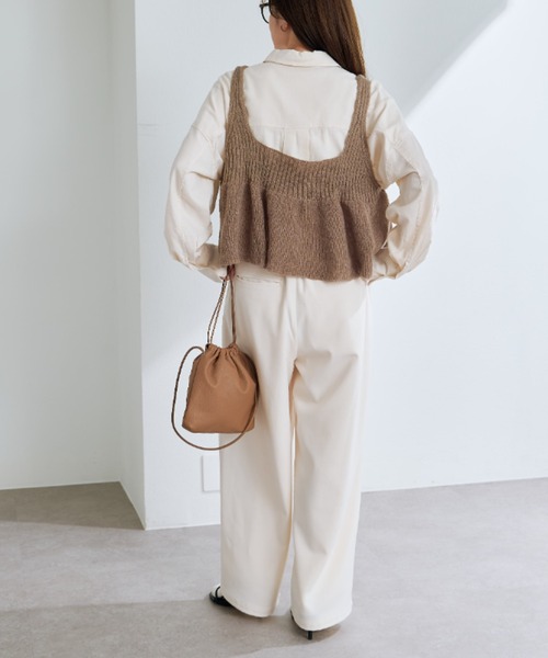 pual ce cin ベスト ジレ リブ×畦ニットビスチェ レディース