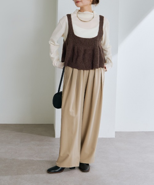 pual ce cin ベスト ジレ リブ×畦ニットビスチェ レディース