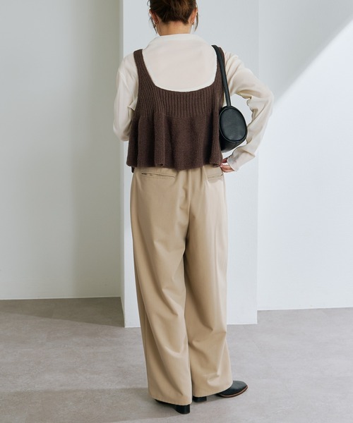 pual ce cin ベスト ジレ リブ×畦ニットビスチェ レディース