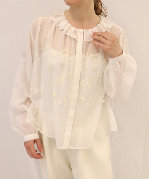 haupia（ハウピア） ブラウス シャツ tulip dance「フリル襟ブラウス