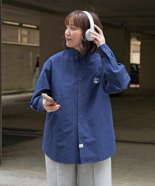 ブラウス シャツ 「ANYMAL」1ポイント刺繍長袖オックスフォードシャツ レディース メンズ