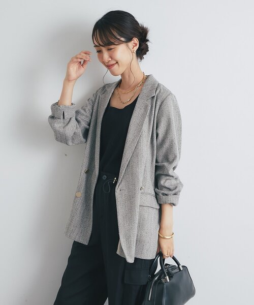 イッセイミヤケ ヘリンボーン柄 テーラードジャケット グレー シルク混 中古・古着通販】ISSEY MIYAKE (イッセイミヤケ) テーラードジャケット