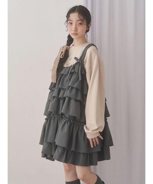 美品　merry jenny ノースリーブミニワンピース メリージェニー merry jenny チュールドロストミニキャミ