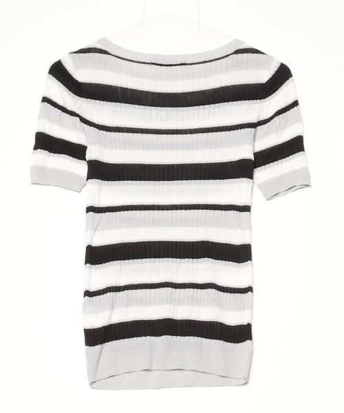 「PAGEBOY」 ボーダー柄半袖ニット FREE グレー レディース_画像2