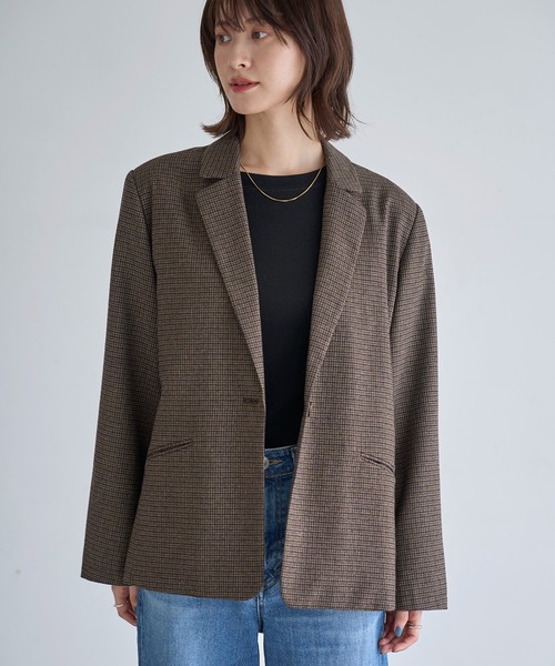 meilmada ジャケット テーラードジャケット ウール混チェック