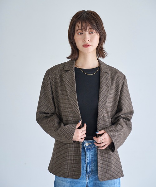 meilmada ジャケット テーラードジャケット ウール混チェック