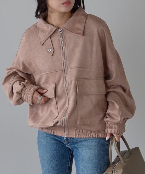 ブルゾン アウター 2wayカラー　スウェードポンチフライトジャケット レディース | Fizz | 05