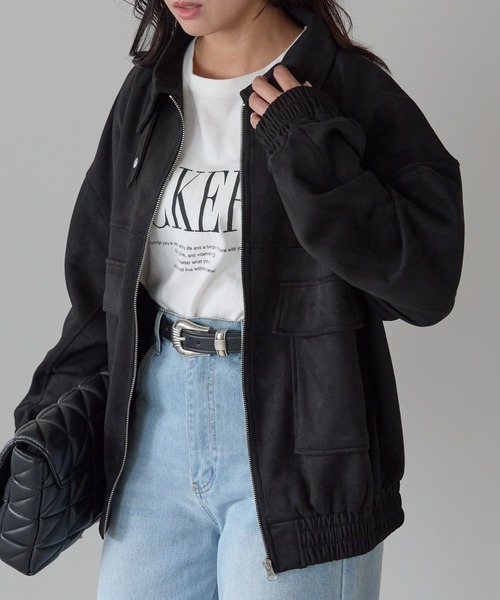 ブルゾン アウター 2wayカラー　スウェードポンチフライトジャケット レディース | Fizz | 12