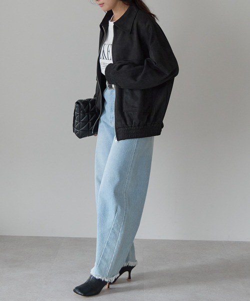 Fizz（フィズ） ブルゾン アウター 2wayカラー スウェードポンチ