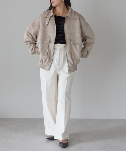 ブルゾン アウター 2wayカラー　スウェードポンチフライトジャケット レディース | Fizz | 20