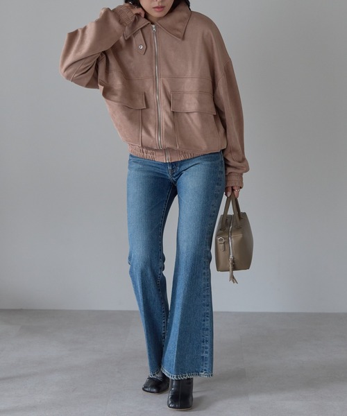 Fizz（フィズ） ブルゾン アウター 2wayカラー スウェードポンチ