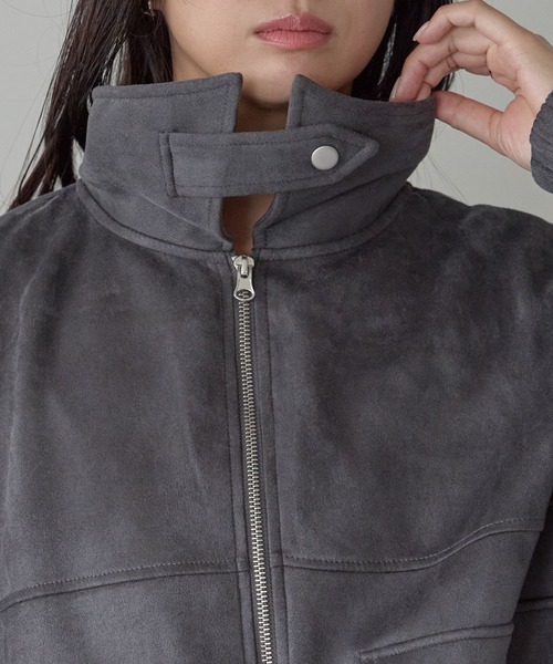 ブルゾン アウター 2wayカラー　スウェードポンチフライトジャケット レディース | Fizz | 10