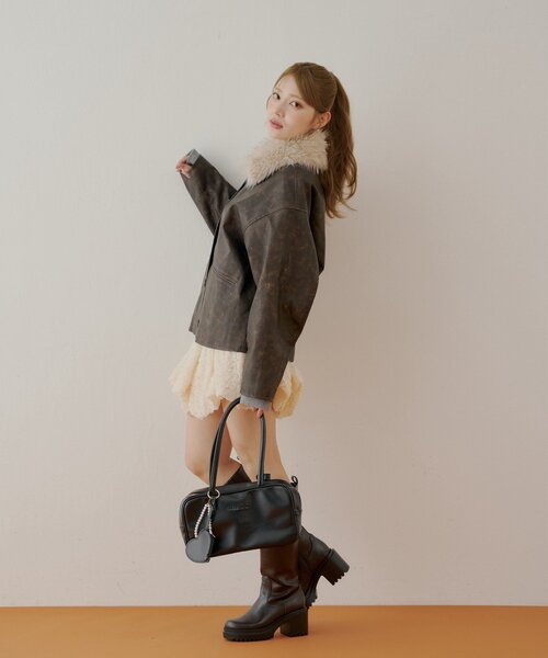 Chico（チコ） コート アウター ファー取り外しレザールーズシャツ