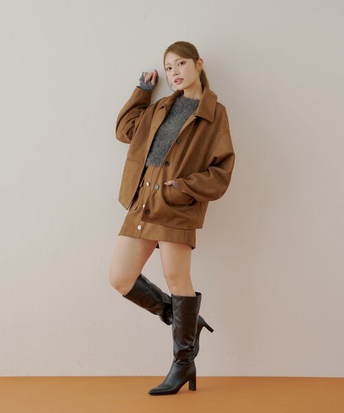 Chico（チコ） コート アウター ファー取り外しレザールーズシャツ