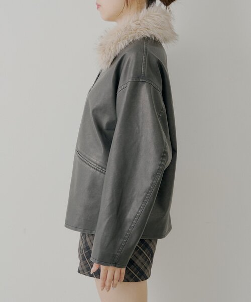 Chico（チコ） コート アウター ファー取り外しレザールーズシャツ