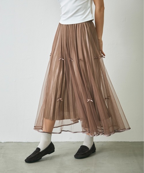 タグ付き✨L'Appartement Lisiere チュールスカート　ブラウン L´Appartement Lisiere Pleats Skirt 【公式通販】