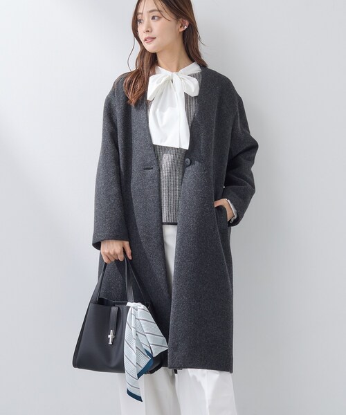 INDIVI（インディヴィ） ノーカラーコート コート 「軽量／ウール混