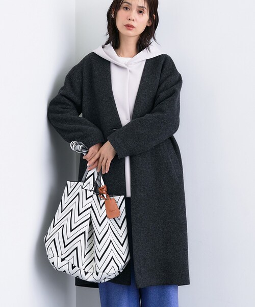 INDIVI（インディヴィ） ノーカラーコート コート 「軽量／ウール混