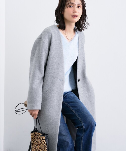 INDIVI（インディヴィ） ノーカラーコート コート 「軽量／ウール混
