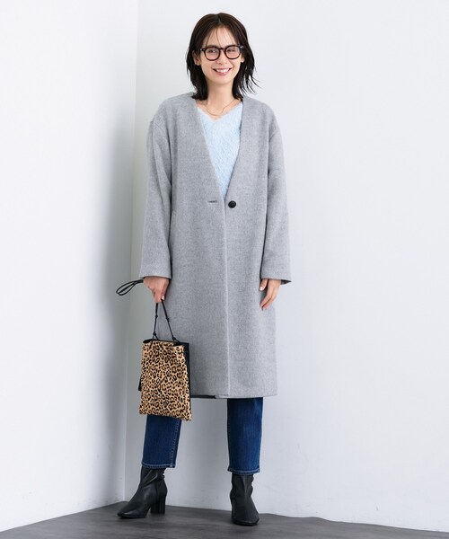 INDIVI（インディヴィ） ノーカラーコート コート 「軽量／ウール混