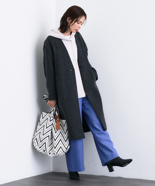 INDIVI（インディヴィ） ノーカラーコート コート 「軽量／ウール混