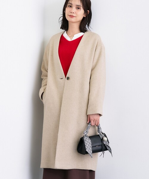 INDIVI（インディヴィ） ノーカラーコート コート 「軽量／ウール混