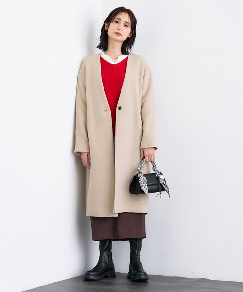 INDIVI（インディヴィ） ノーカラーコート コート 「軽量／ウール混