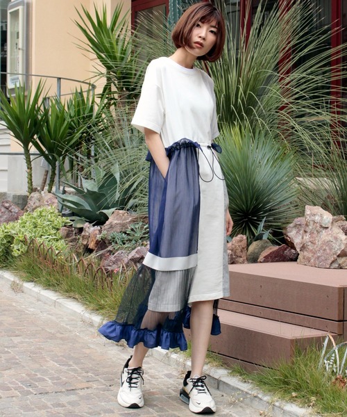 AVIE（アビィ） 半袖ワンピース 38 オフホワイト レディース