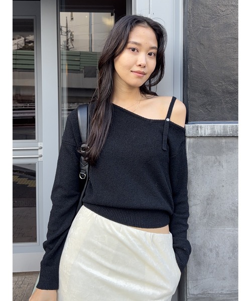 MOUSSY（マウジー） ニット セーター BUTTON STRAP O/S トップス