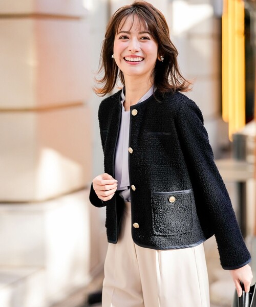 ANY SIS（エニィスィス） ジャケット ノーカラージャケット ネップ