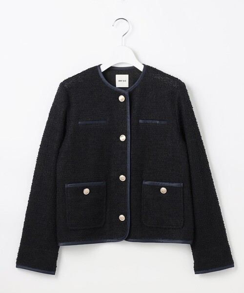 ANY SIS（エニィスィス） ジャケット ノーカラージャケット ネップ