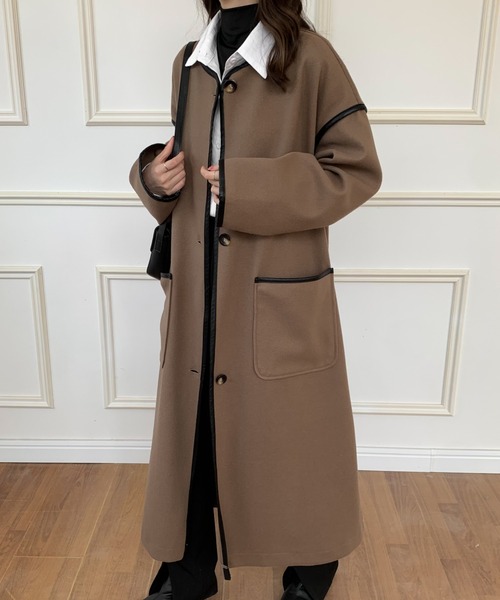 「ABITOKYO」 ノーカラーコート FREE ベージュ レディース_画像2