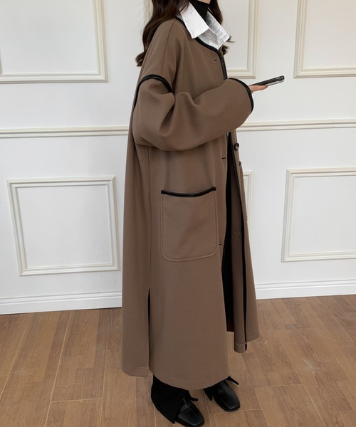 「ABITOKYO」 ノーカラーコート FREE ベージュ レディース_画像3