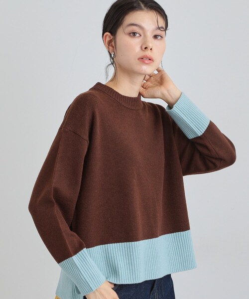 THE SHOP TK ニット セーター インしないで着られる カラーブロック