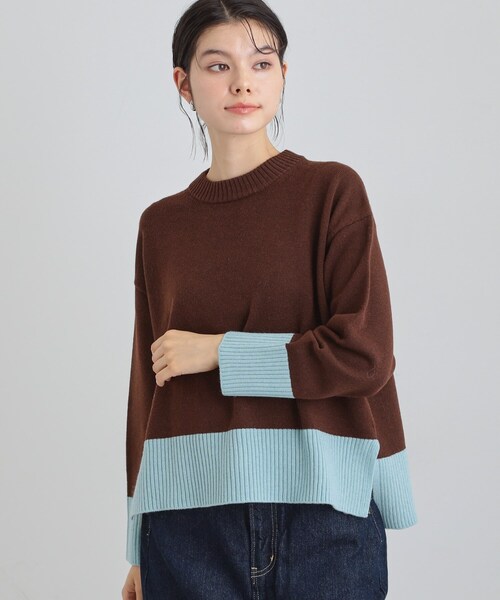 THE SHOP TK ニット セーター インしないで着られる カラーブロック